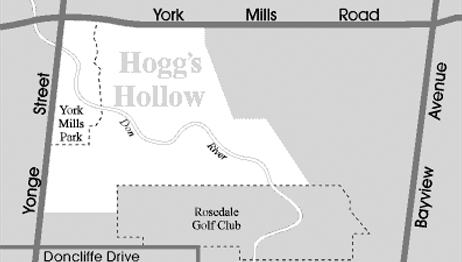 map of the Hogg's Hollow area